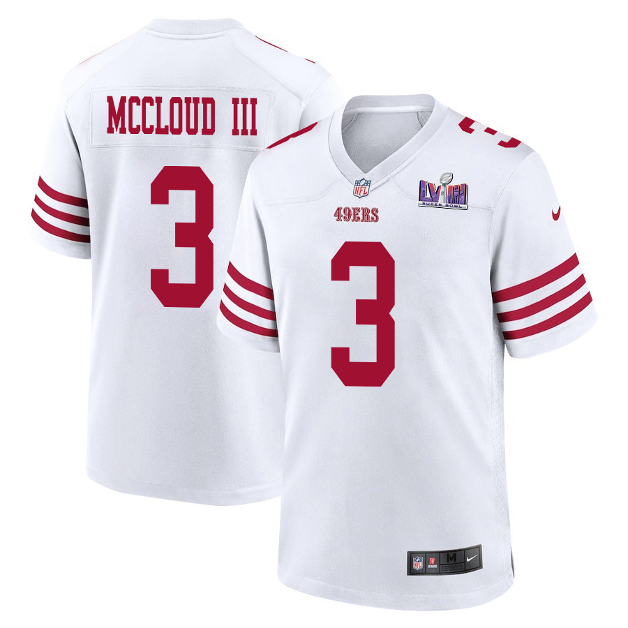 Ray-ray Mccloud Iii 3 San Francisco 49ers Super Bowl Lviii Patch Game Men Jersey - White Js4636