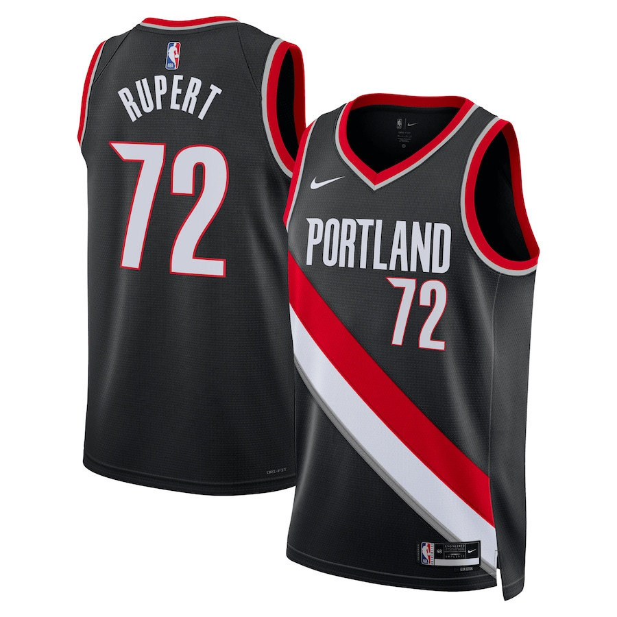 Rayan Rupert 72 Portland Trail Blazers Unisex Swingman Jersey - Icon Edition - Black
