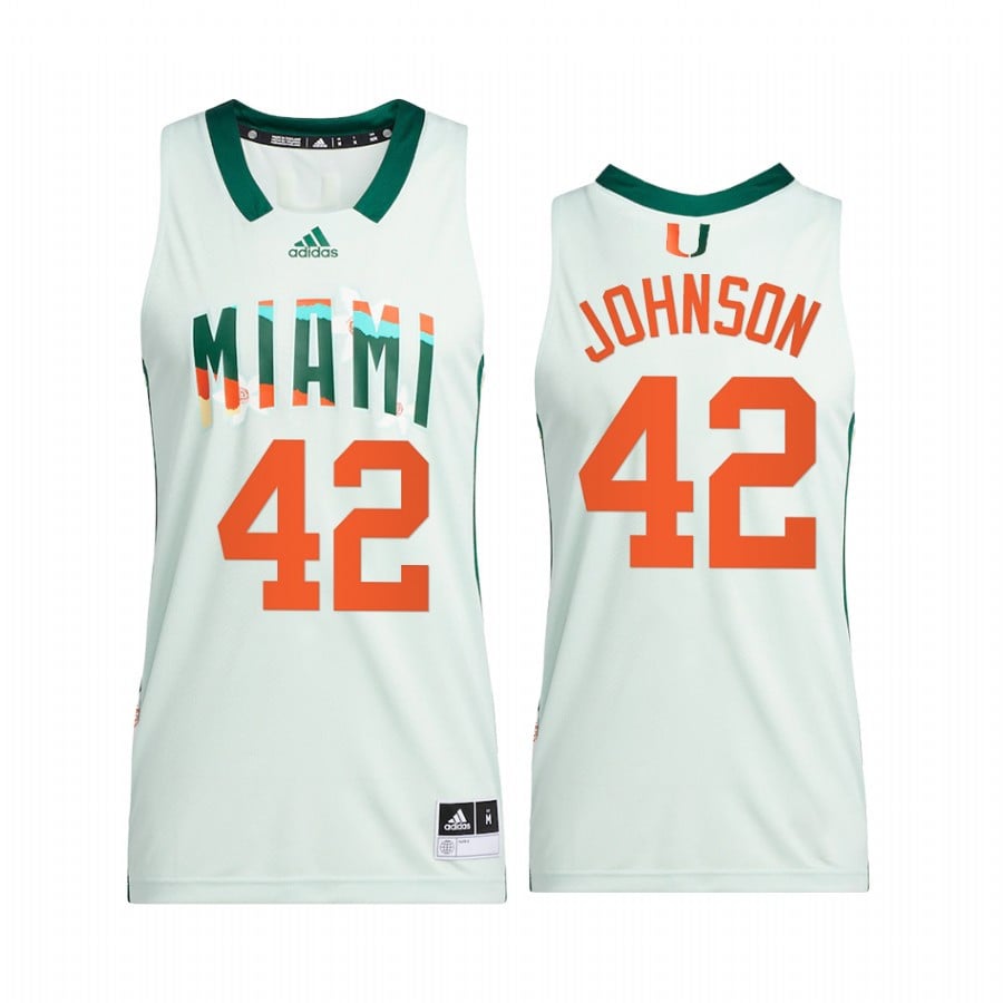 Reggie Johnson 42 Miami Hurricanes White Jersey Honoring Black Excellence Basketball