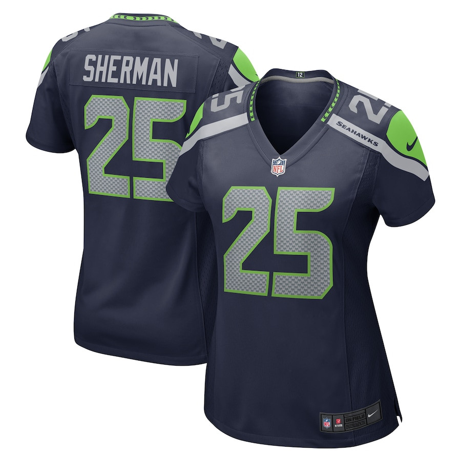 Richard Sherman 25 Seattle Seahawks Women Retired Game Jersey - College Navy Js8466