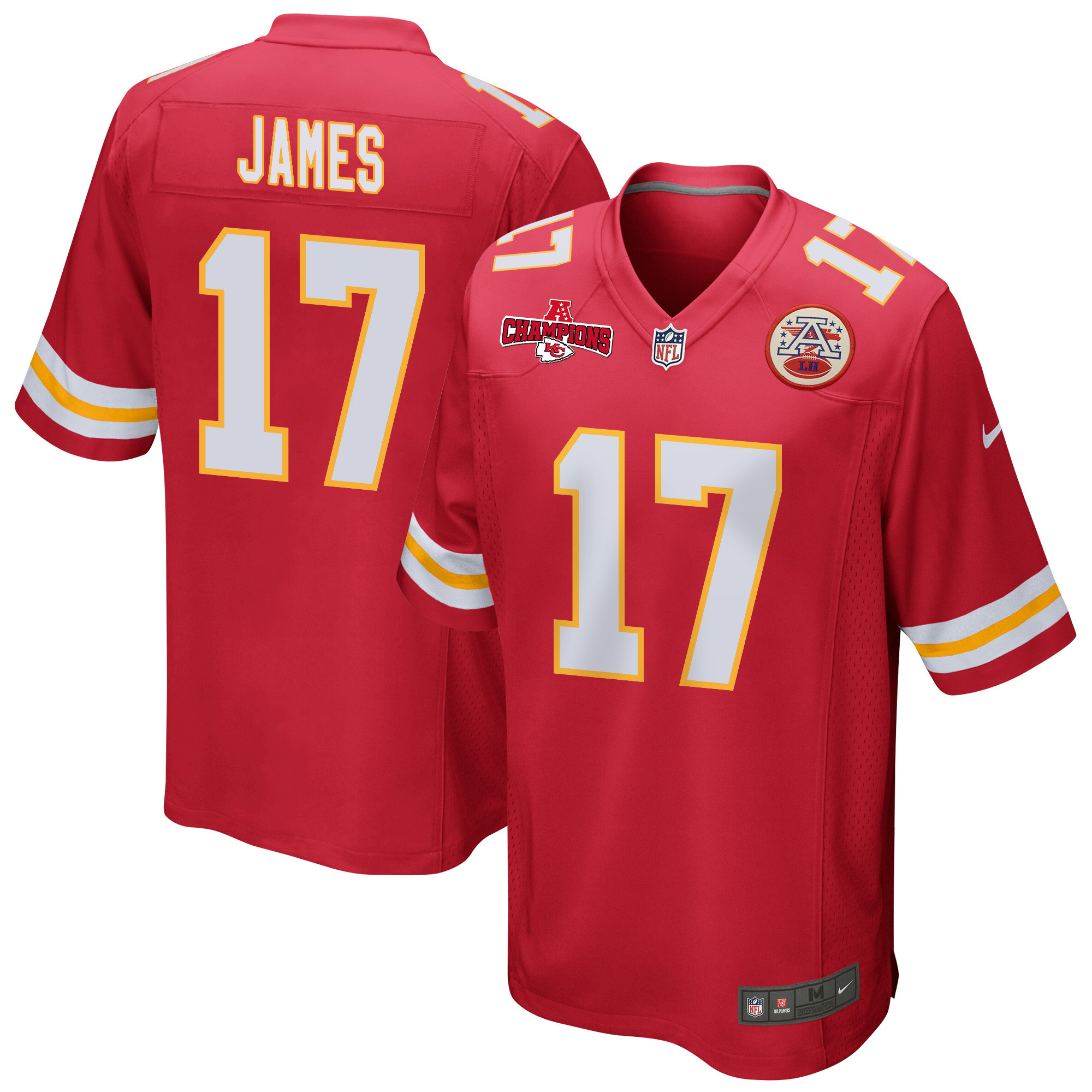 Richie James 17 Kansas City Chiefs Afc Champions Patch Game Men Jersey - Red Js1910