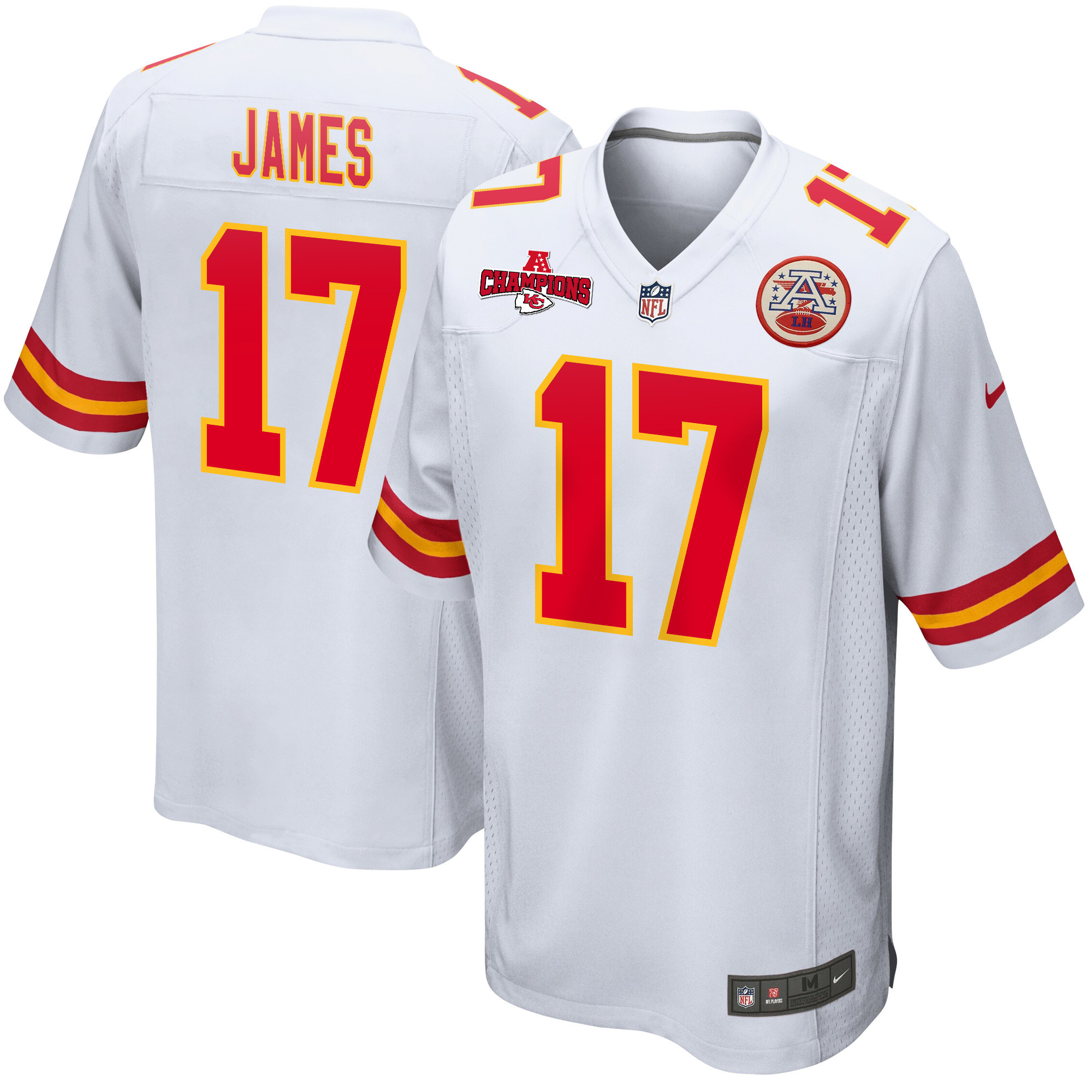 Richie James 17 Kansas City Chiefs Afc Champions Patch Game Men Jersey - White Js5228