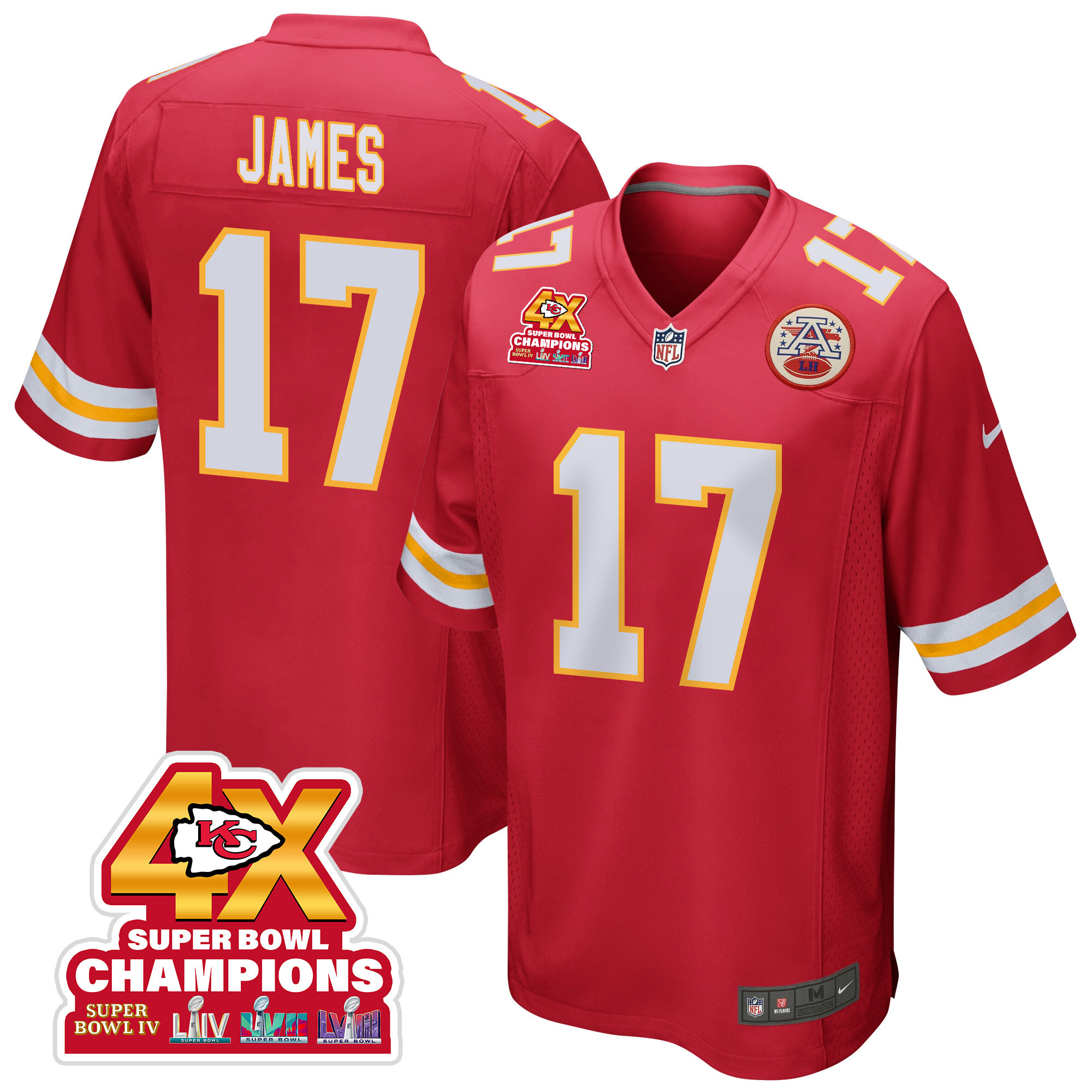 Richie James 17 Kansas City Chiefs Super Bowl Lviii Champions 4x Game Men Jersey - Red Js3889
