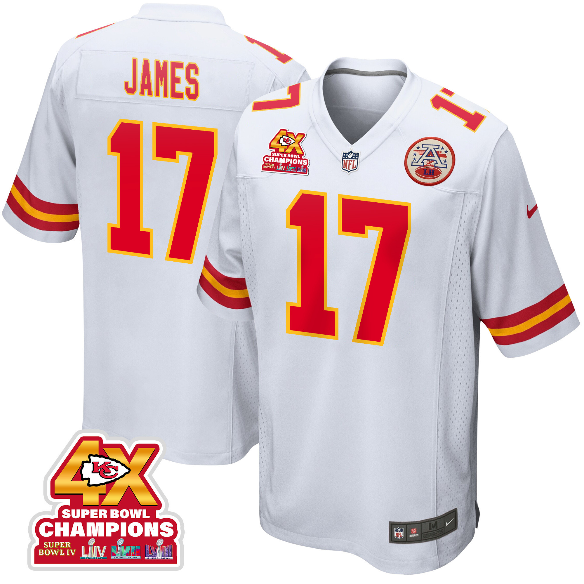 Richie James 17 Kansas City Chiefs Super Bowl Lviii Champions 4x Game Men Jersey - White Js5047