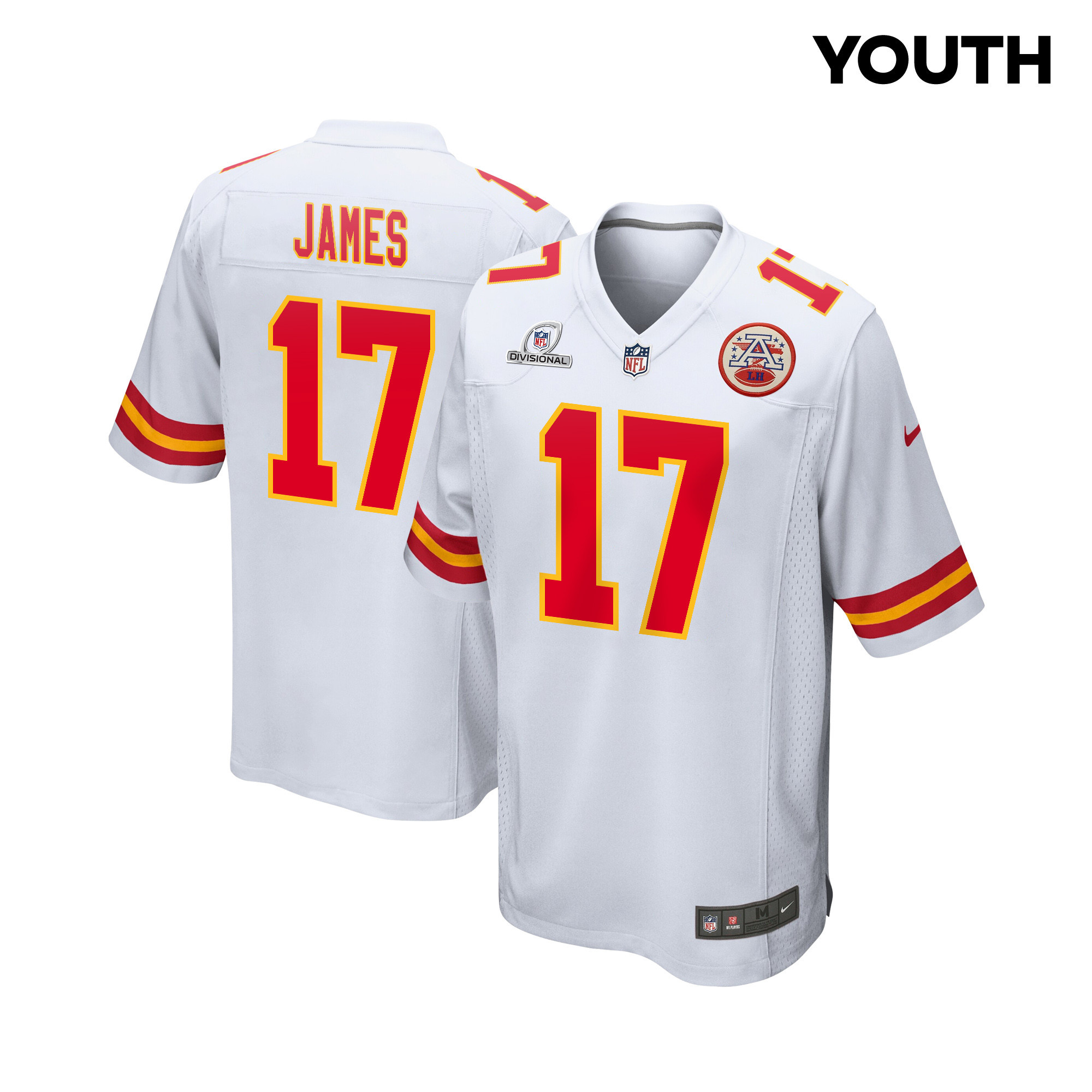 Richie James 17 Kansas City Chiefs Super Bowl Lviii Patch Game Youth Jersey - White Js8404