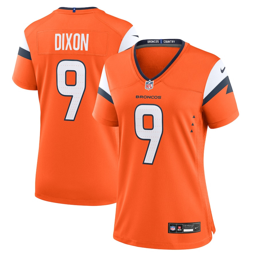 Riley Dixon 9 Denver Broncos Women's Team Game Jersey - Orange Js9303