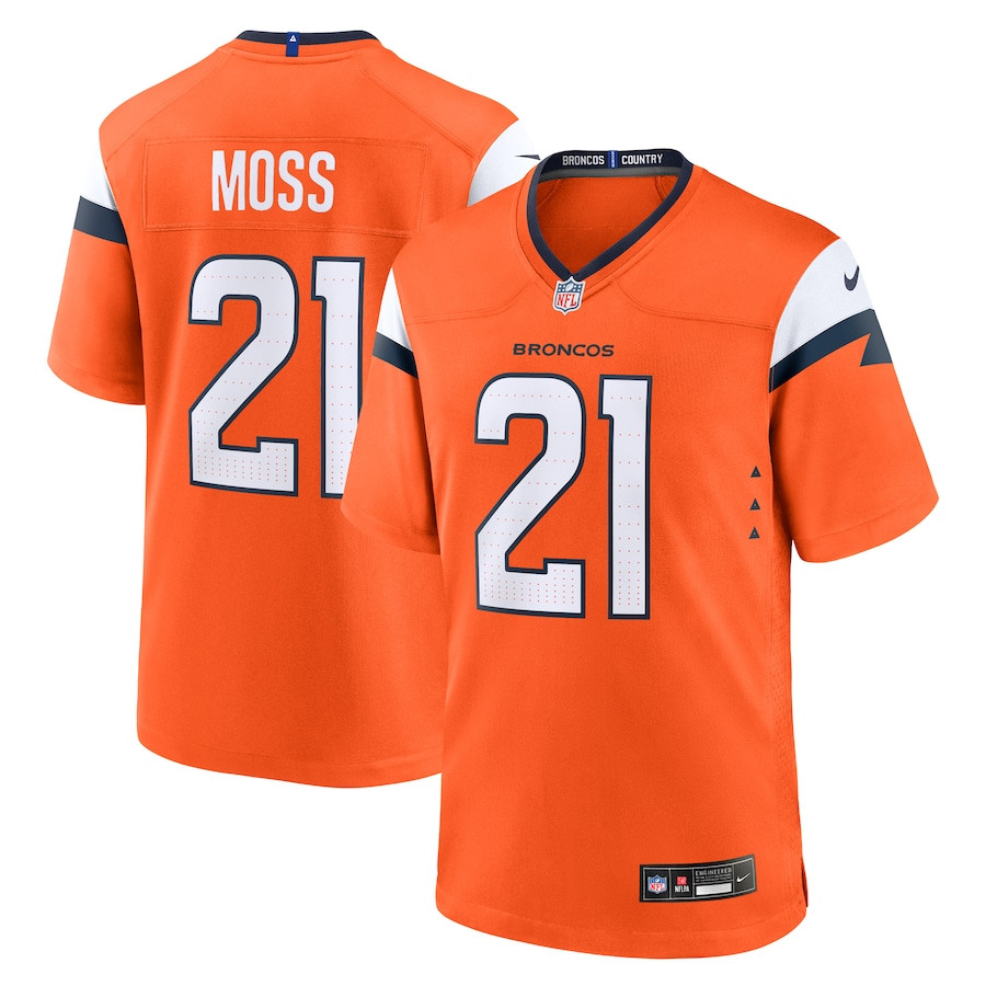 Riley Moss 21 Denver Broncos Team Game Men Jersey - Orange Js7897