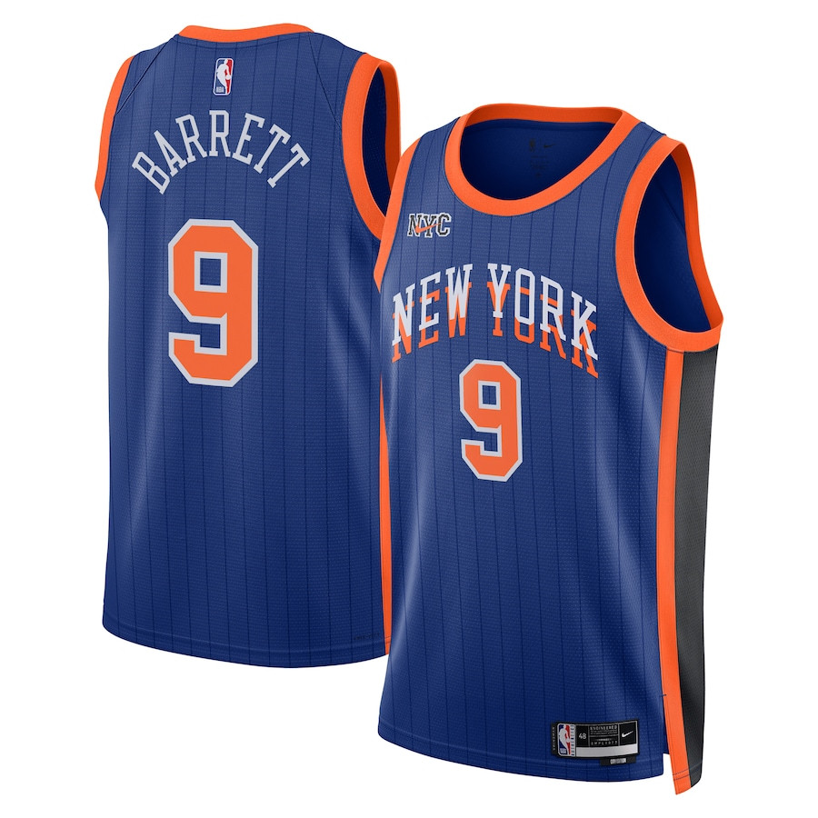 Rj Barrett 9 New York Knicks 2023/24 City Edition Swingman Jersey - Blue