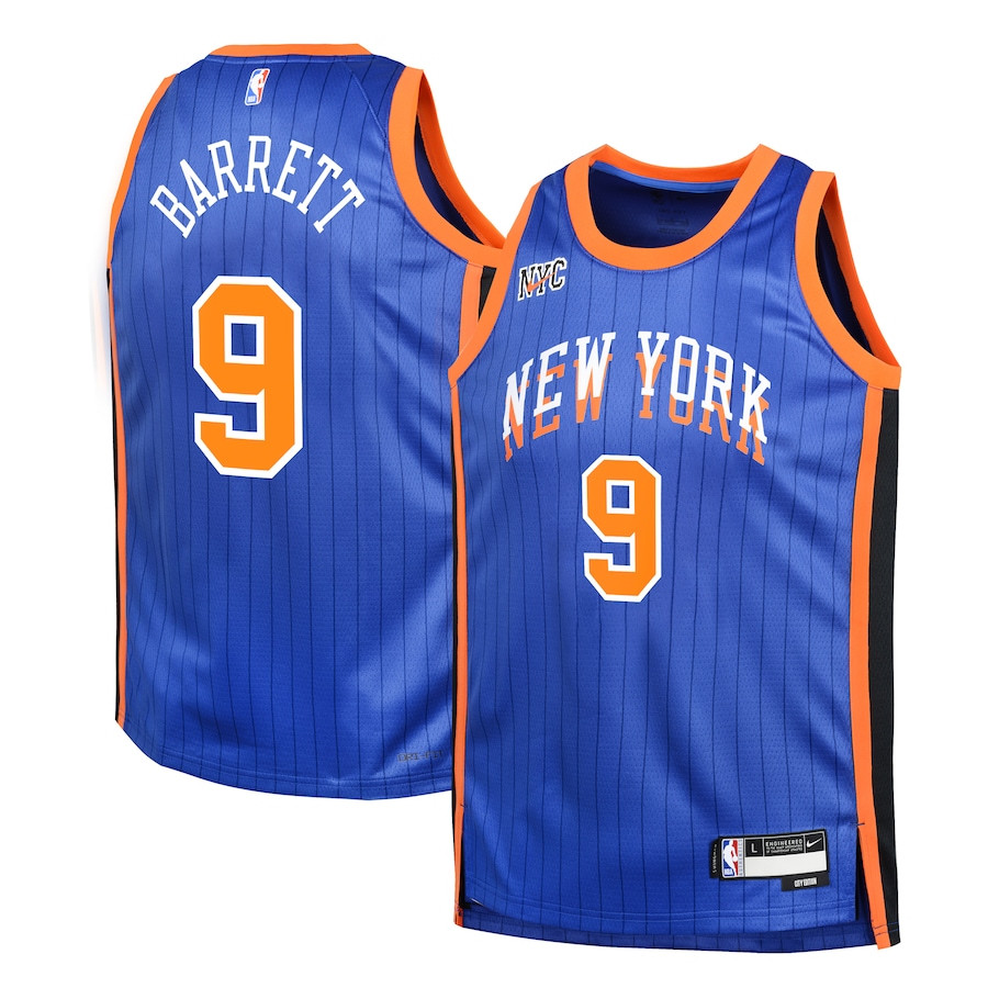 Rj Barrett 9 New York Knicks 2023/24 City Edition Swingman Youth Jersey - Blue