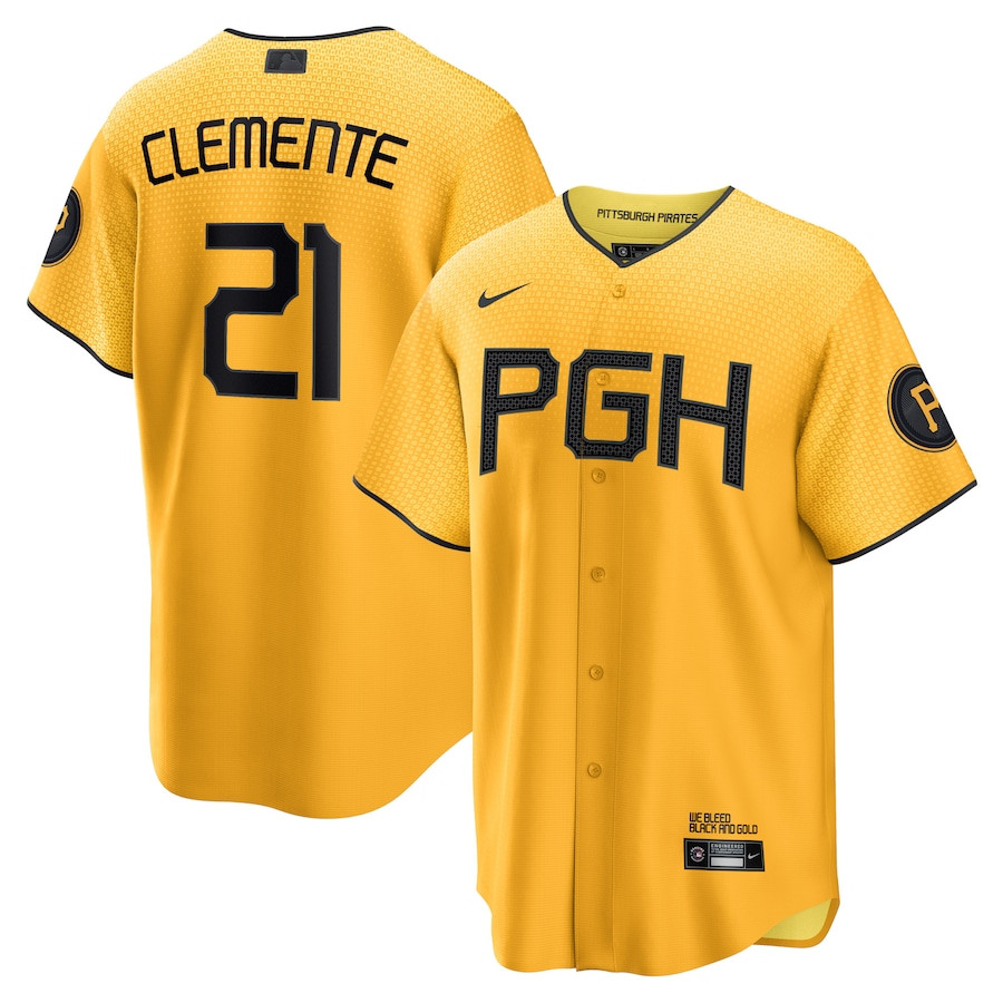 Roberto Clemente 21 Pittsburgh Pirates City Connect Men Player Jersey - Gold