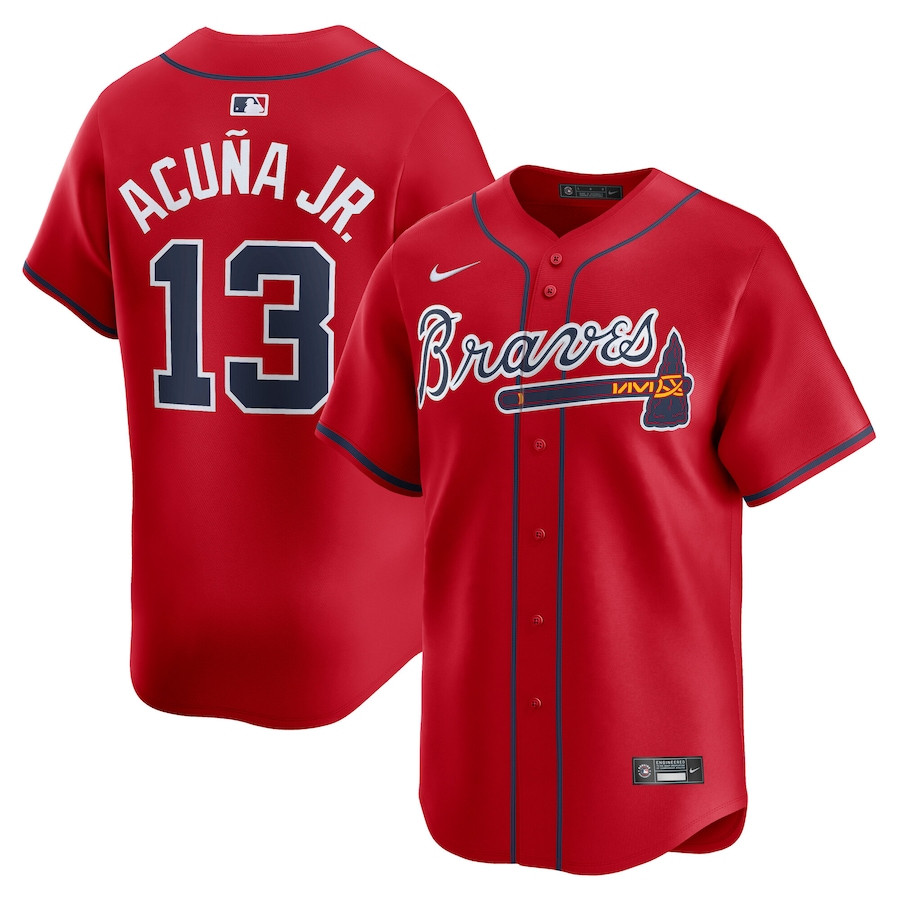 Ronald Acu?a Jr. 13 Atlanta Braves Alternate Limited Player Men Jersey - Red