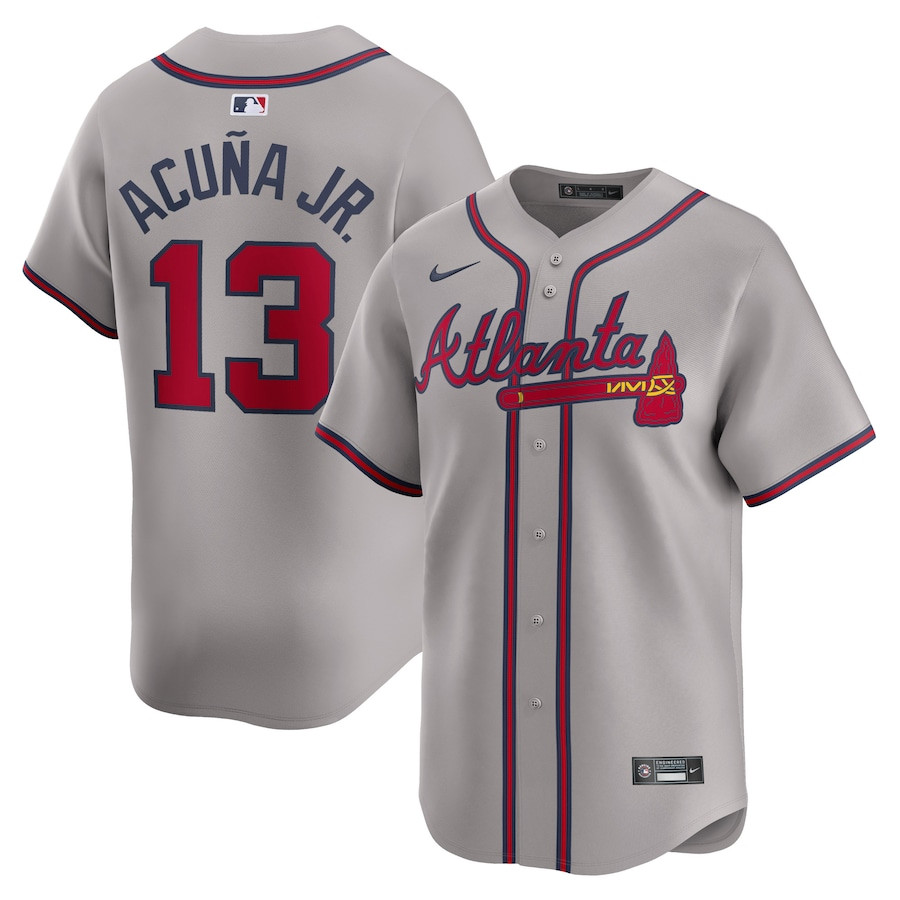 Ronald Acu?a Jr. 13 Atlanta Braves Away Limited Player Men Jersey - Gray
