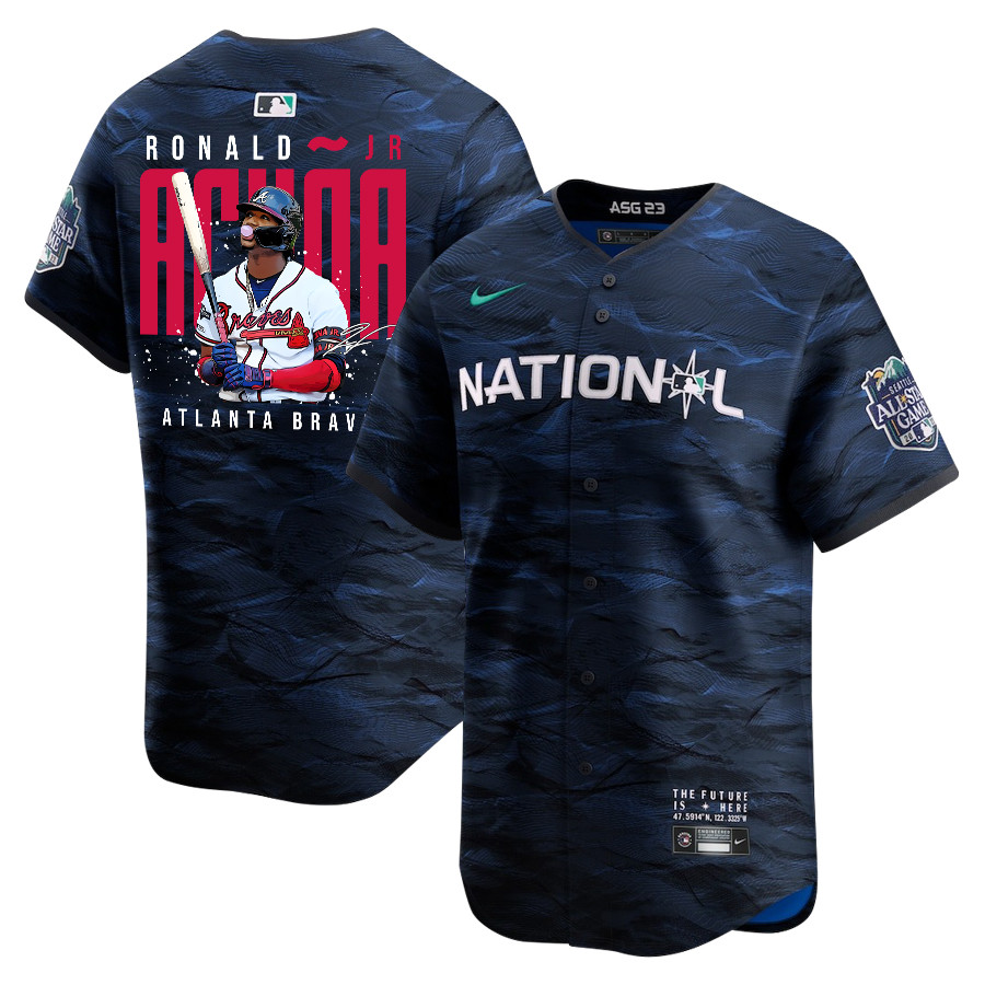 Ronald Acu?a Jr. 13 Atlanta Braves Signed Gum 2023 All-star Game Limited Player Men Jersey - Royal