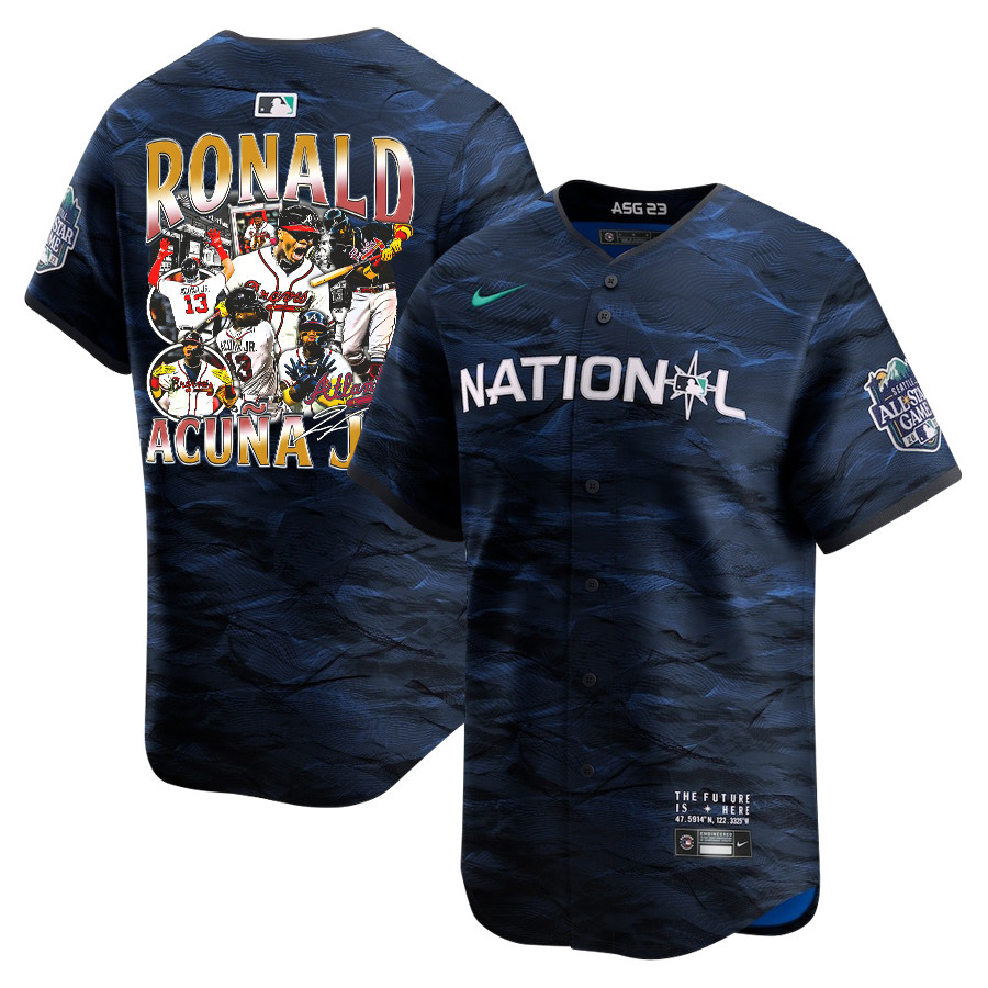 Ronald Acu?a Jr. 13 Atlanta Braves Signed Posture 2023 All-star Game Limited Player Men Jersey - Royal