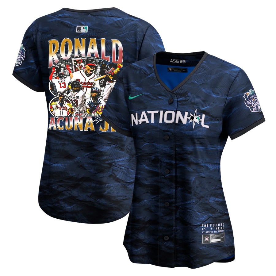 Ronald Acu?a Jr. 13 Atlanta Braves Signed Posture 2023 All-star Game Limited Player Women Jersey - Royal