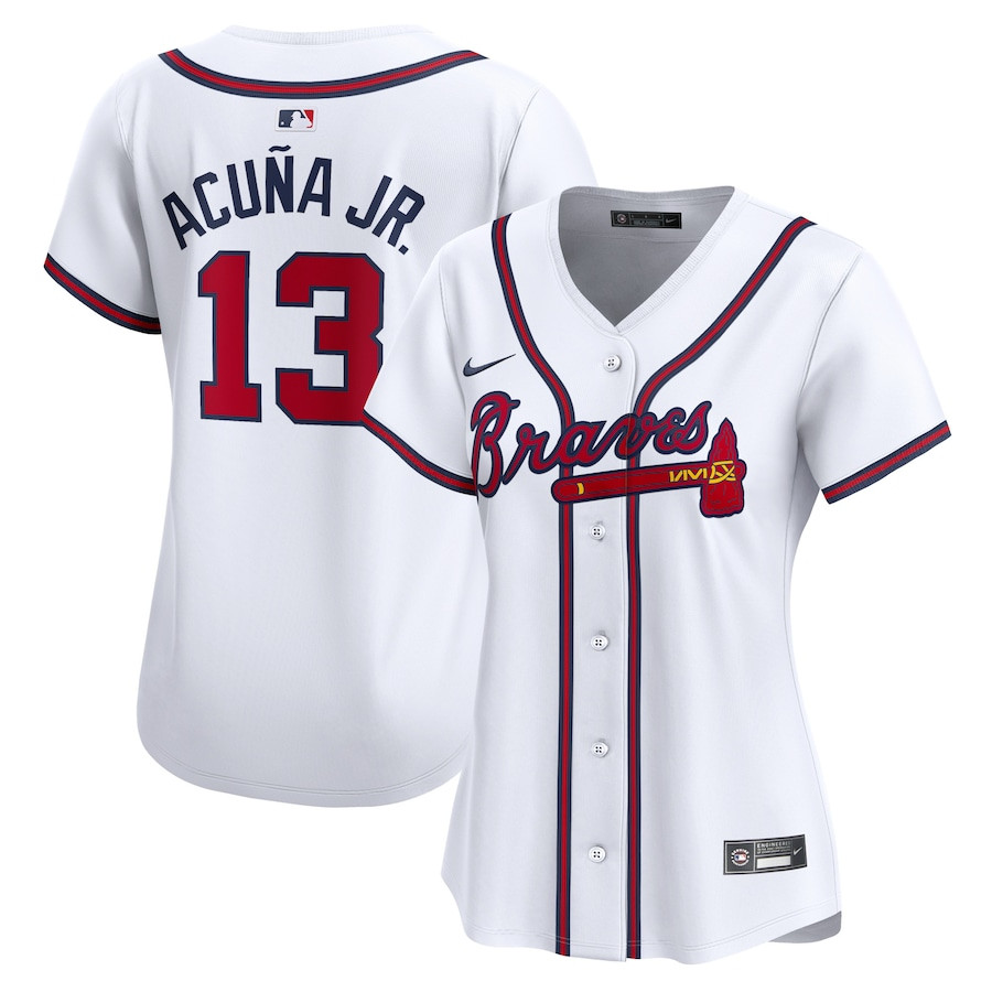 Ronald Acuna 13 Atlanta Braves Women's Home Limited Player Jersey - White