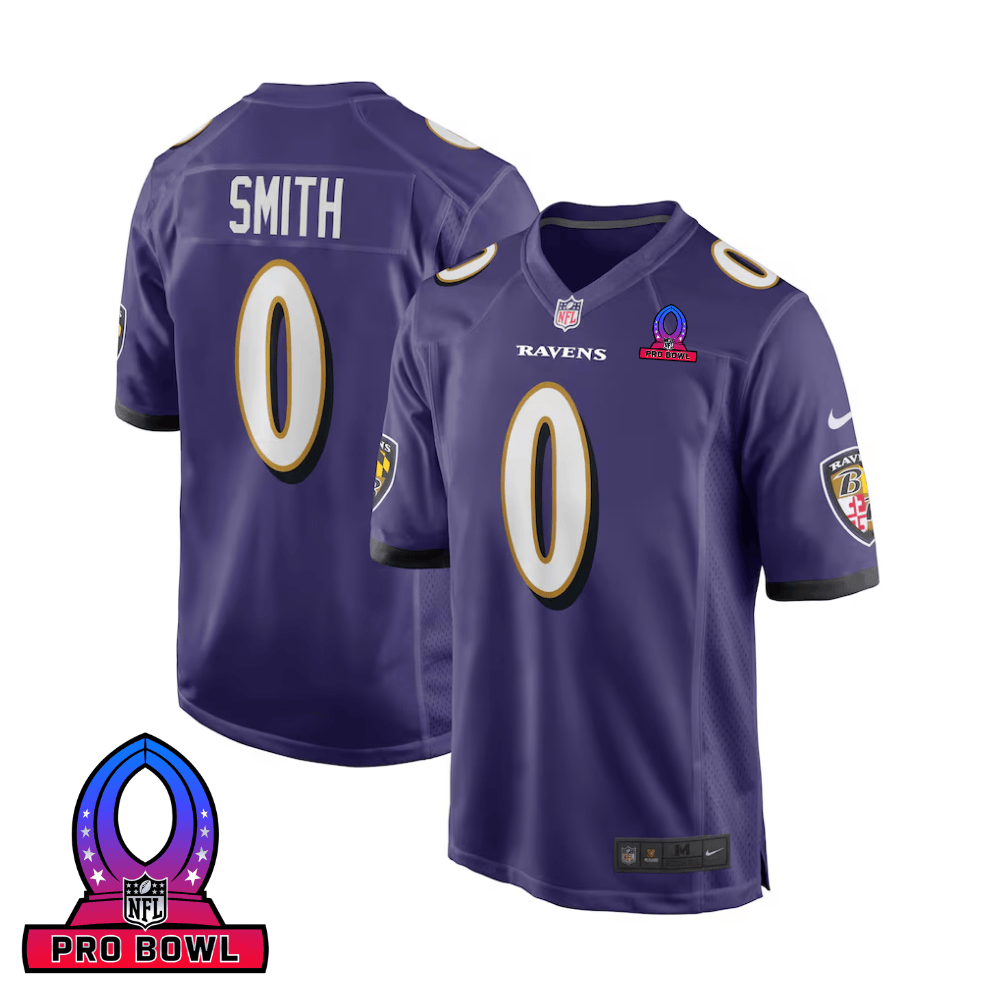 Roquan Smith 0 Baltimore Ravens 2025 Pro Bowl Patch Game Men Jersey - Purple Js9671