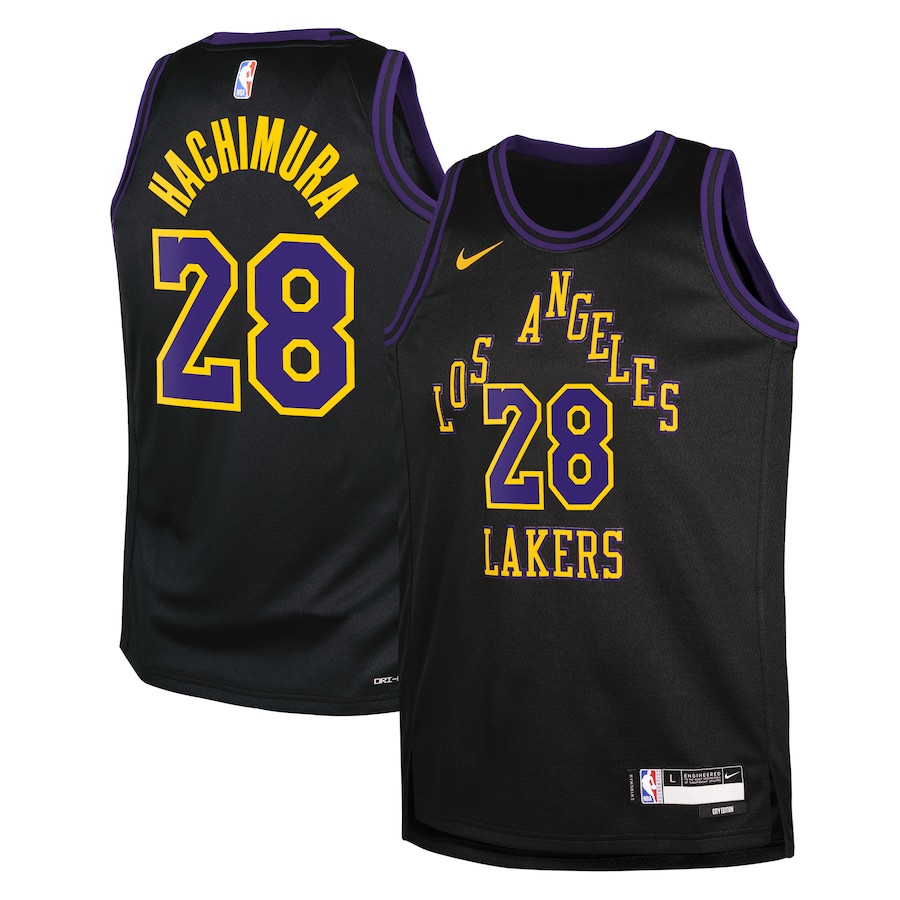 Rui Hachimura 28 Los Angeles Lakers 2023/24 City Edition Swingman Youth Jersey - Black
