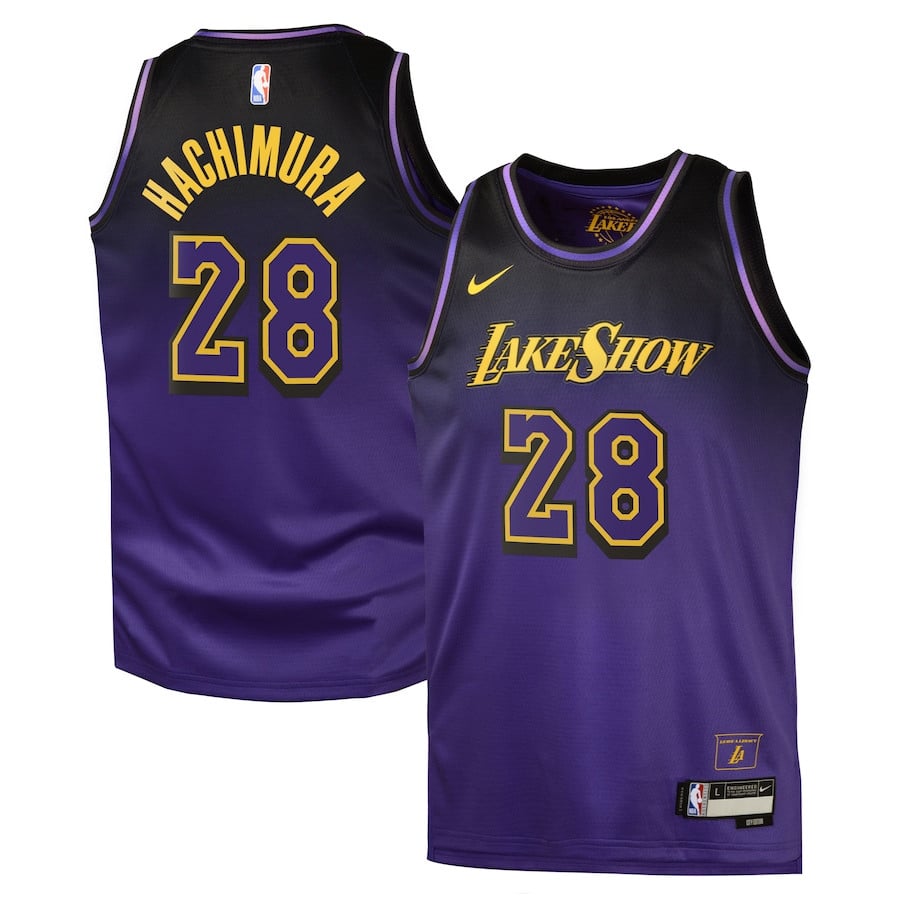 Rui Hachimura 28 Los Angeles Lakers 2024/25 Swingman Player Youth Jersey - City Edition - Purple