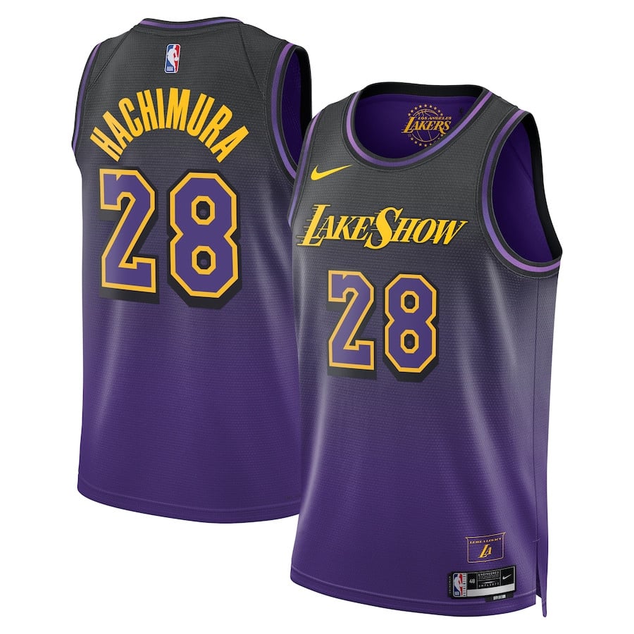 Rui Hachimura 28 Los Angeles Lakers Unisex 2024/25 Swingman Player Jersey - City Edition - Purple