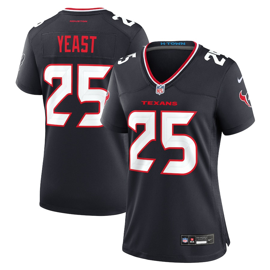 Russ Yeast 25 Houston Texans Women's Team Game Jersey - Navy Js1468