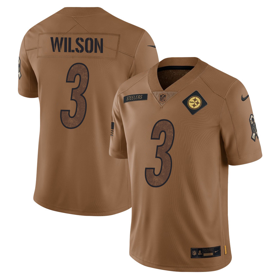 Russell Wilson 3 Pittsburgh Steelers 2023 Salute To Service Limited Men Jersey - Brown Js3783