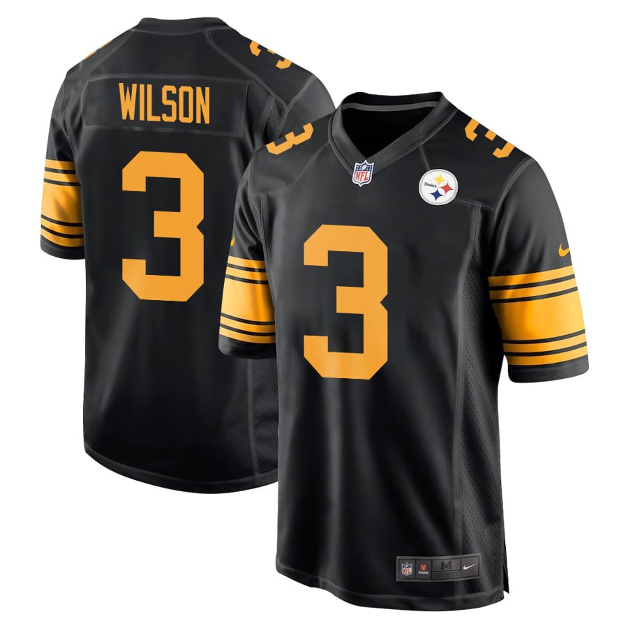 Russell Wilson 3 Pittsburgh Steelers Alternate Game Men Jersey - Black Js5495
