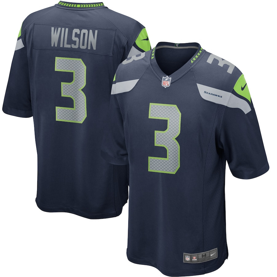 Russell Wilson 3 Seattle Seahawks Men Game Jersey - College Navy Js1949