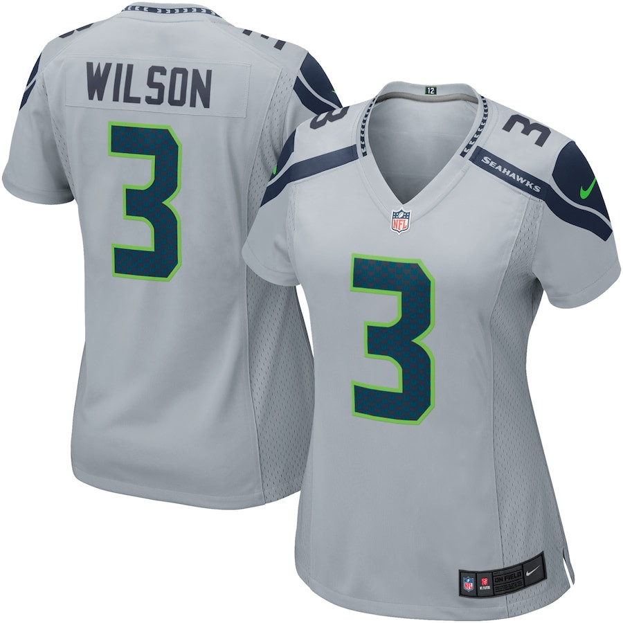 Russell Wilson 3 Seattle Seahawks Women Game Jersey - Gray Js4203