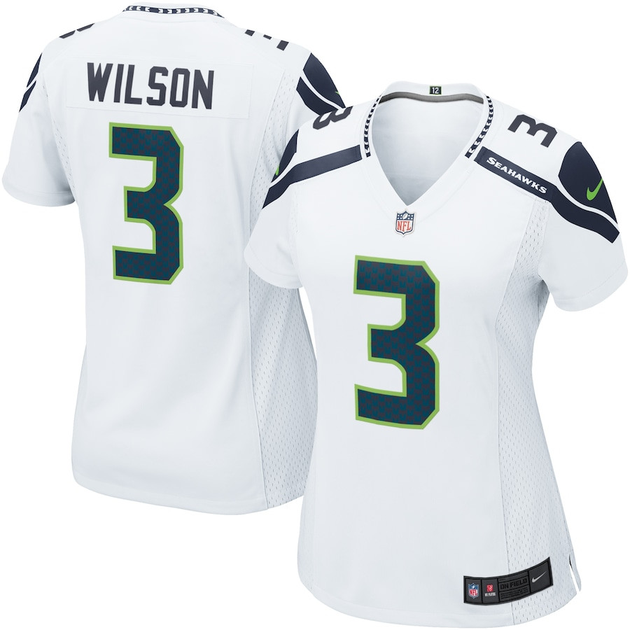 Russell Wilson 3 Seattle Seahawks Women Game Jersey - White Js2244