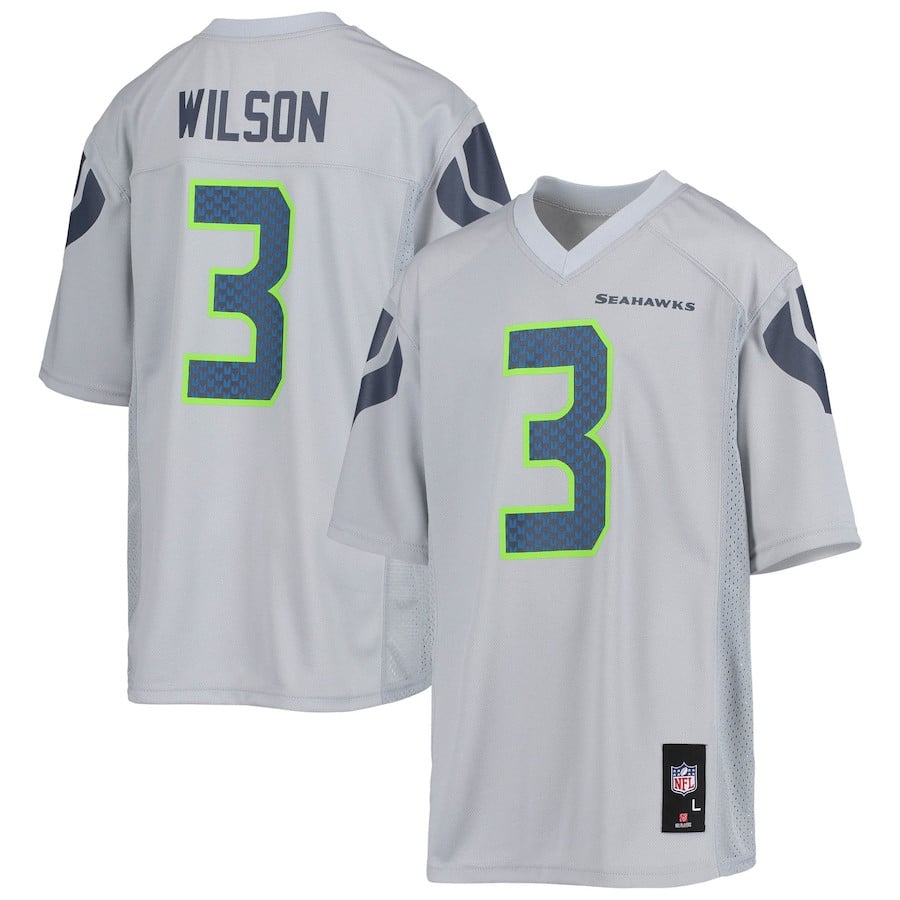 Russell Wilson 3 Seattle Seahawks Youth Jersey - Gray Js4755