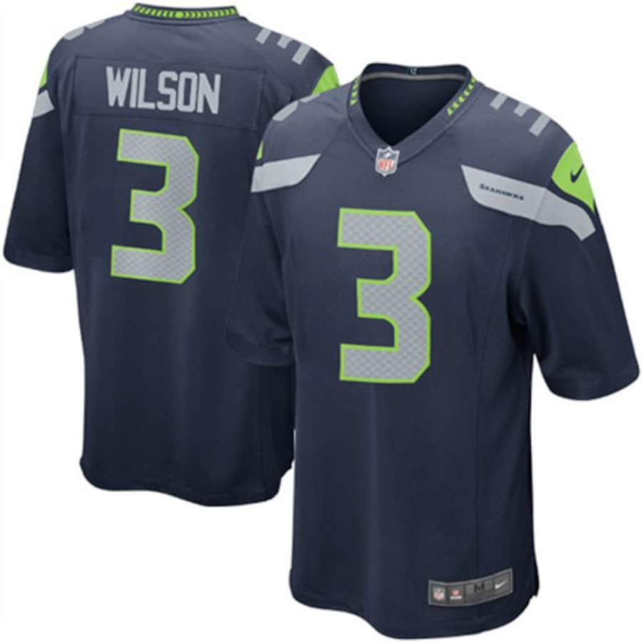 Russell Wilson 3 Seattle Seahawks Youth Team Color Game Jersey - College Navy Js2562