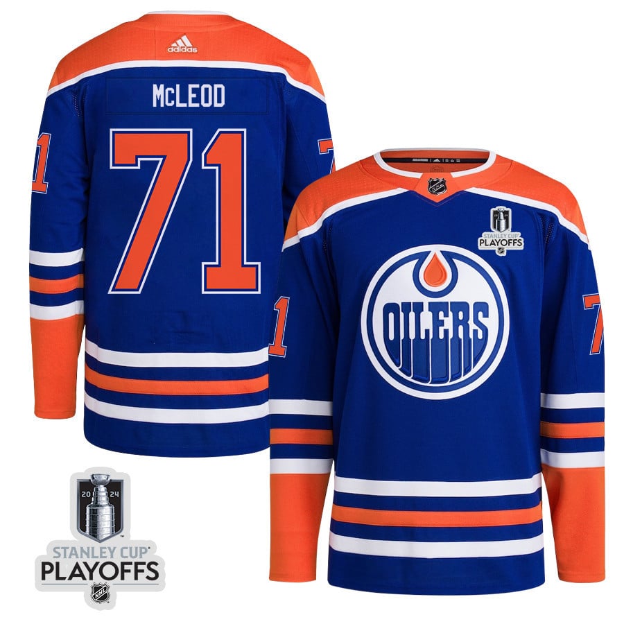Ryan Mcleod 71 Edmonton Oilers 2024 Nhl Playoffs Patch Home Jersey - Men