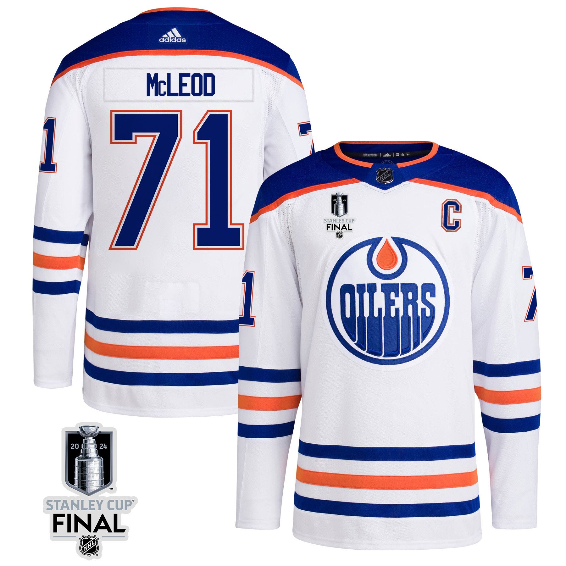 Ryan Mcleod 71 Edmonton Oilers 2024 Stanley Cup Final Away Jersey - Men, White