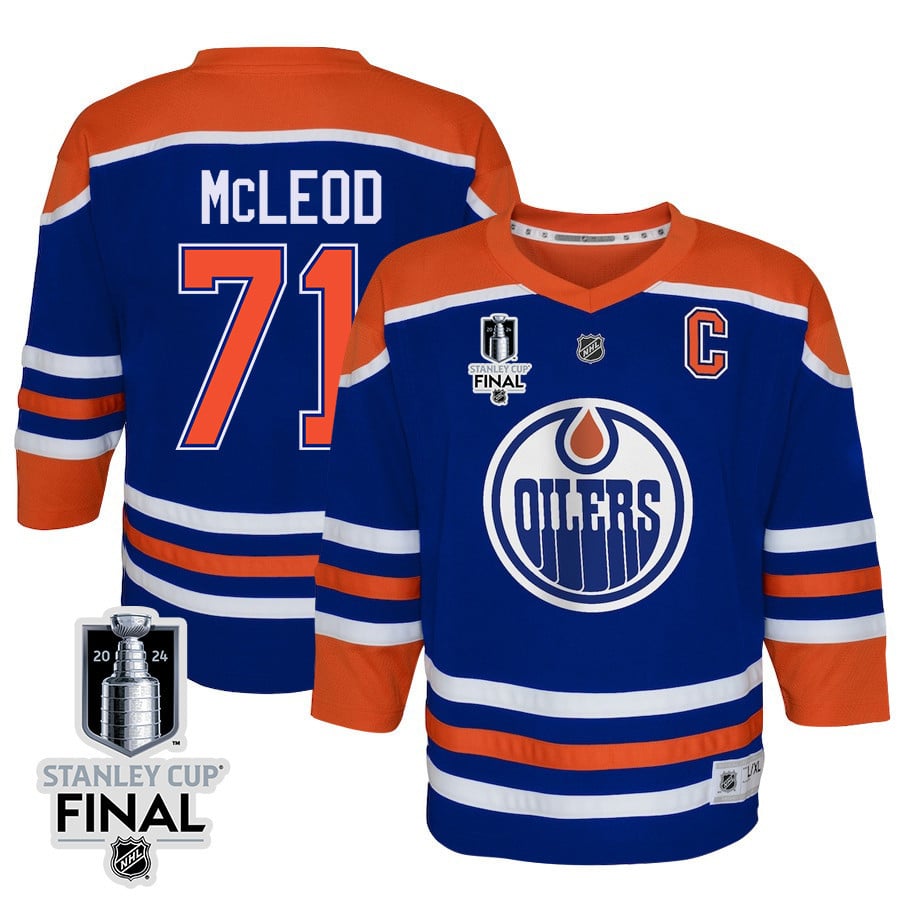 Ryan Mcleod 71 Edmonton Oilers 2024 Stanley Cup Final Youth Home Jersey - Royal