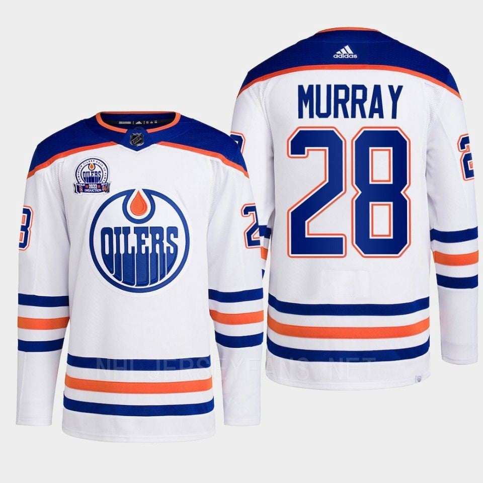 Ryan Murray 28 Edmonton Oilers White Jersey 2022 Lee Ryan Hall Of Fame Patch Away