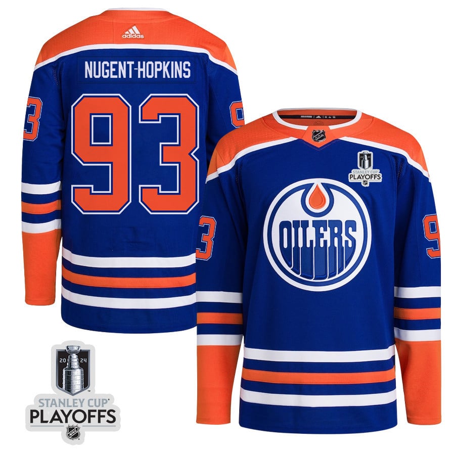 Ryan Nugent-hopkins 93 Edmonton Oilers 2024 Nhl Playoffs Patch Home Jersey - Men
