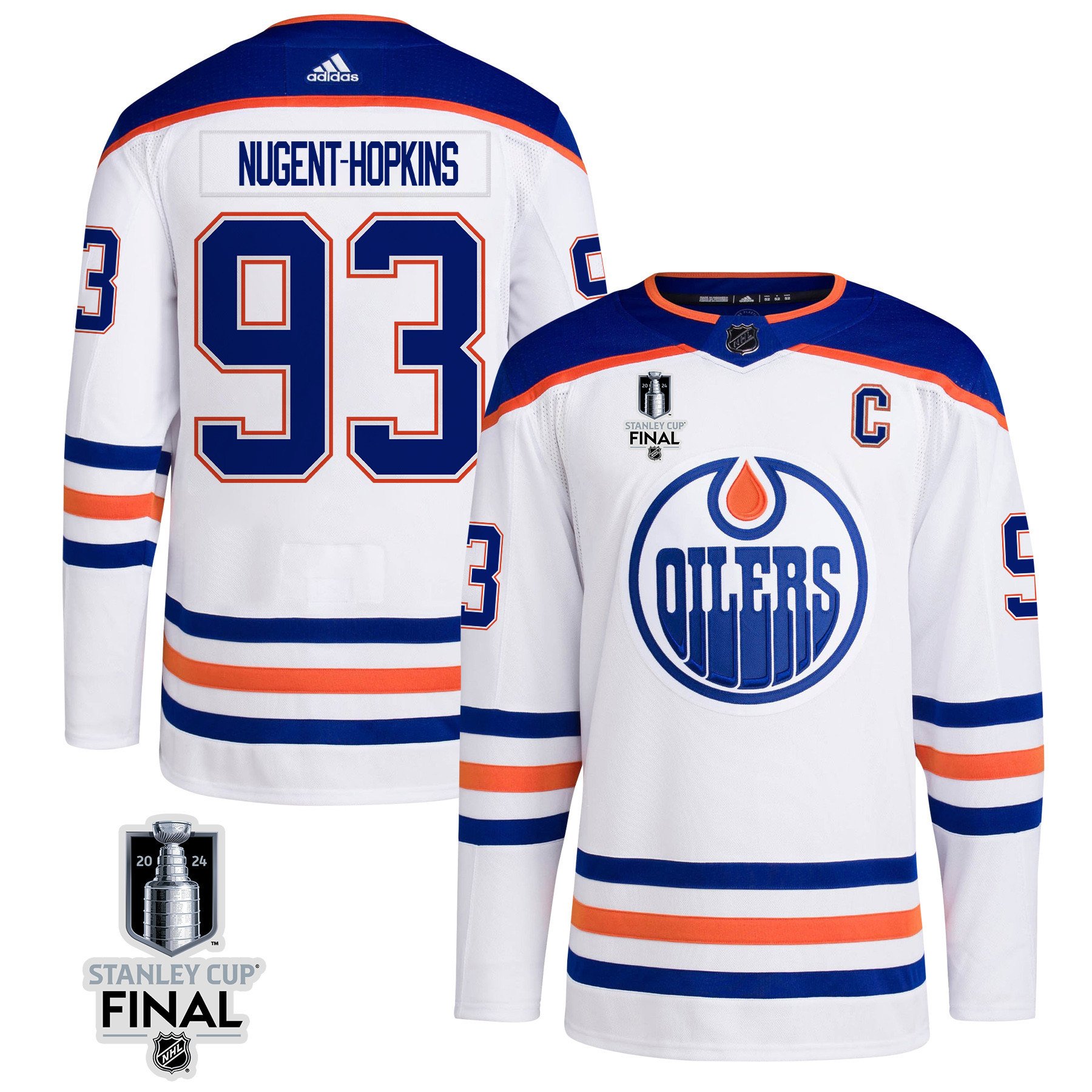 Ryan Nugent-hopkins 93 Edmonton Oilers 2024 Stanley Cup Final Away Jersey - Men, White
