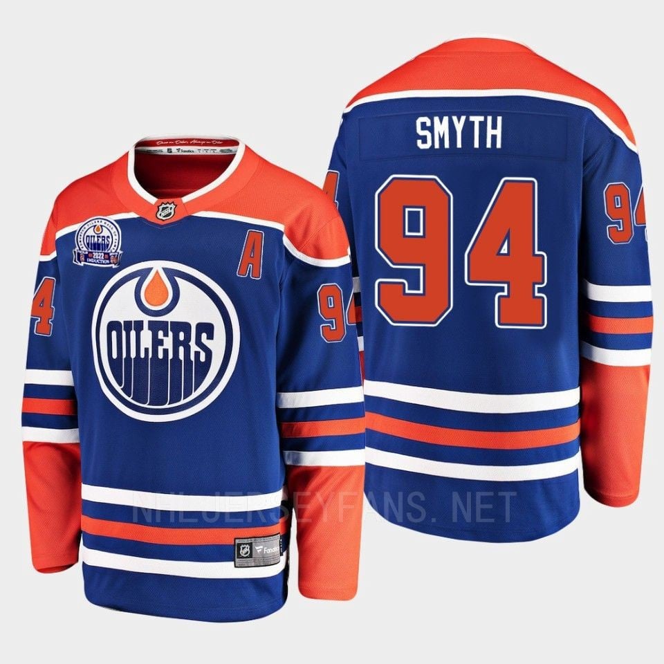 Ryan Smyth 94 Hall Of Fame Patch 2022 Edmonton Oilers Royal Jersey Home