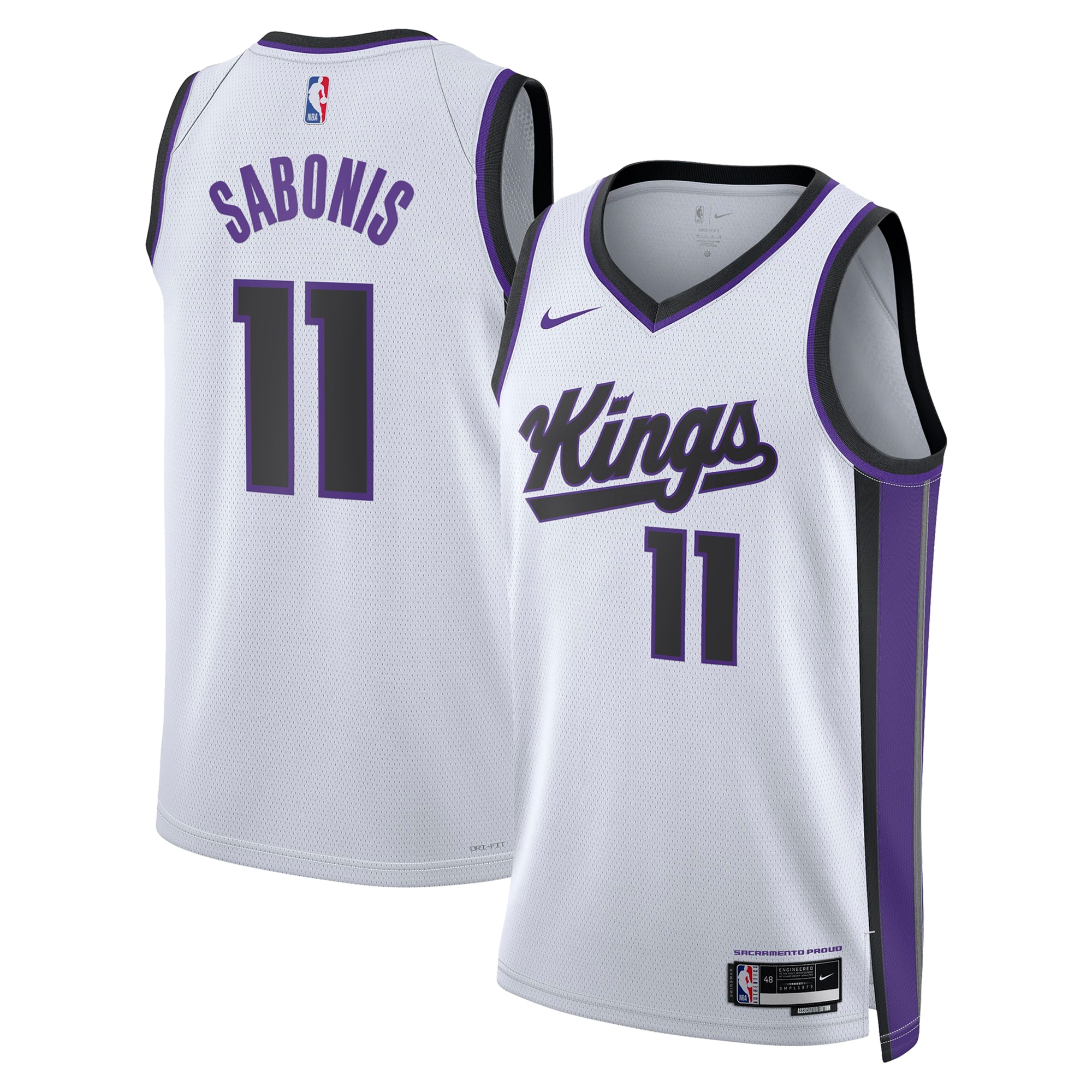 Sacramento Kings Association Edition Swingman Jersey - White - Domantas Sabonis - Unisex