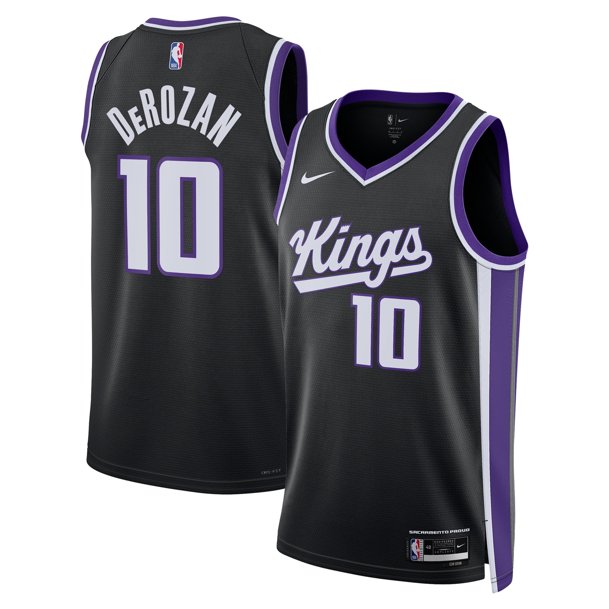 Sacramento Kings Icon Edition Swingman Jersey - Black - Demar Derozan - Unisex