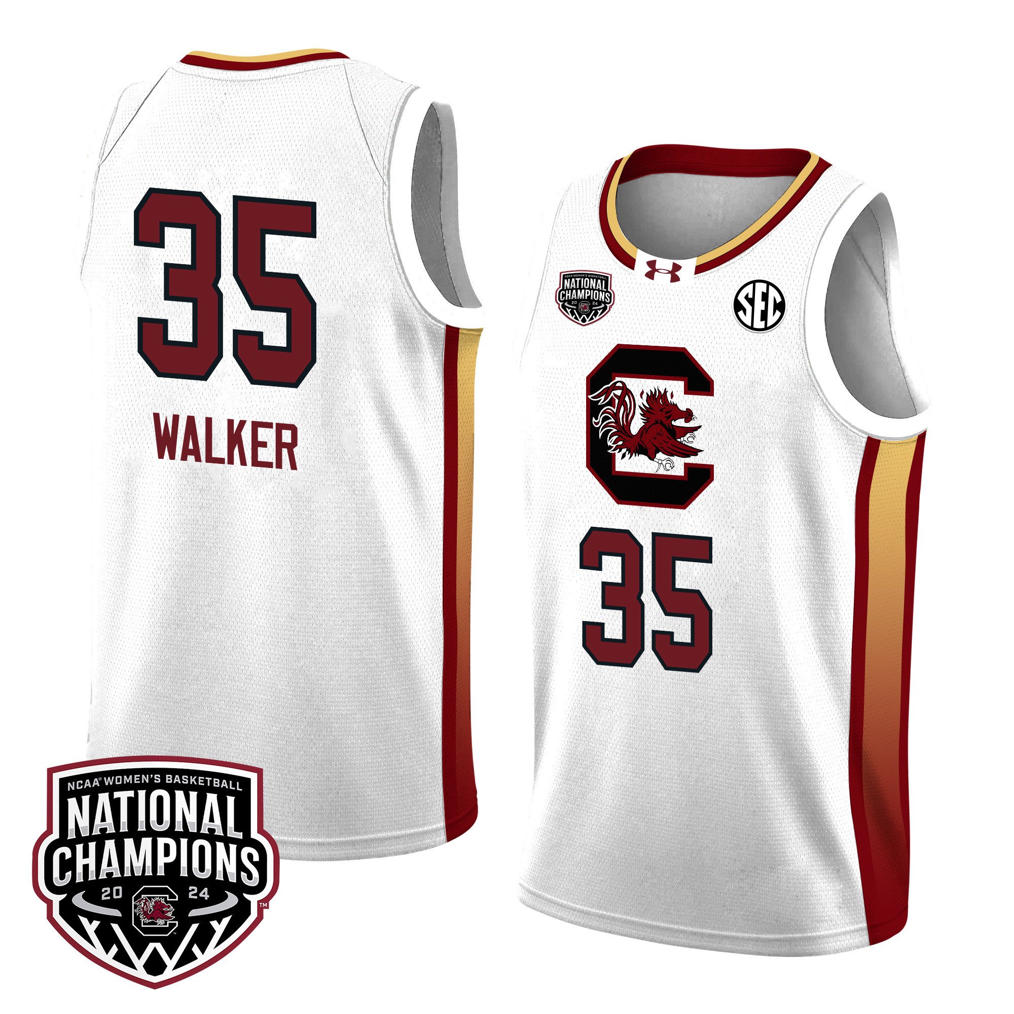 Sakima Walker 35 South Carolina 2024 National Champions Patch Women's Basketball Jersey - Unisex Jersey