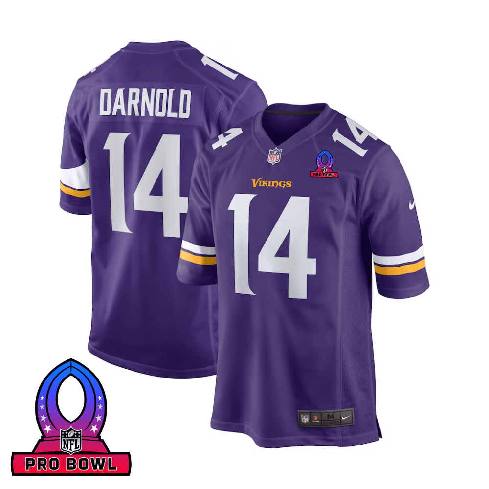 Sam Darnold 14 Baltimore Ravens 2025 Pro Bowl Patch Game Men Jersey - Purple Js9795