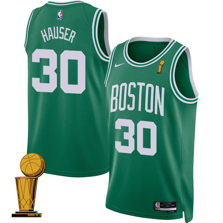 Sam Hauser 30 Boston Celtics 2024 Finals Champions Jersey - Icon Edition - Kelly Green