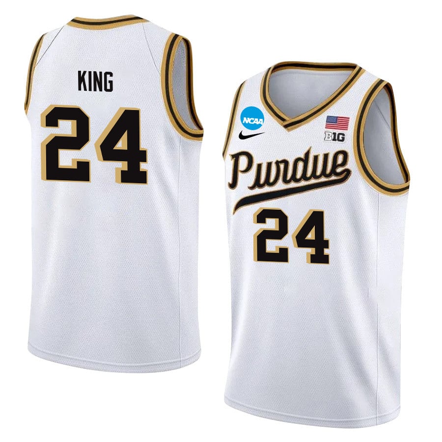Sam King 24 Purdue Boilermakers 2024 Men's Basketball Jersey - White, Unisex Jersey