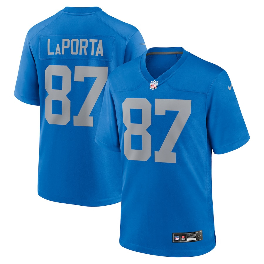 Sam Laporta 87 Detroit Lions Alternate Game Men Jersey - Blue Js8607