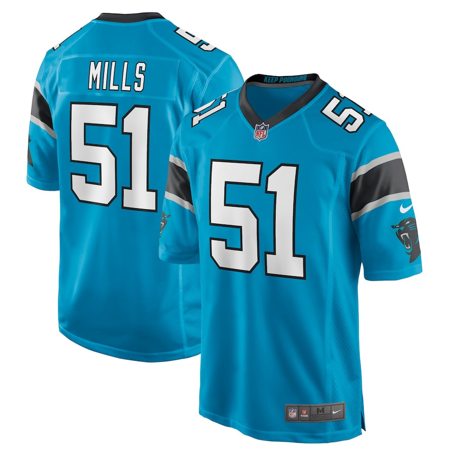 Sam Mills 51 Carolina Panthers Men Retired Jersey - Blue Js6683