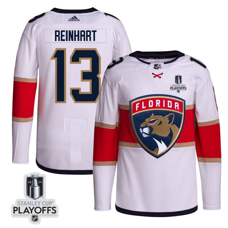 Sam Reinhart 13 Florida Panthers 2024 Nhl Playoffs Patch Away Jersey Customized - Men, White