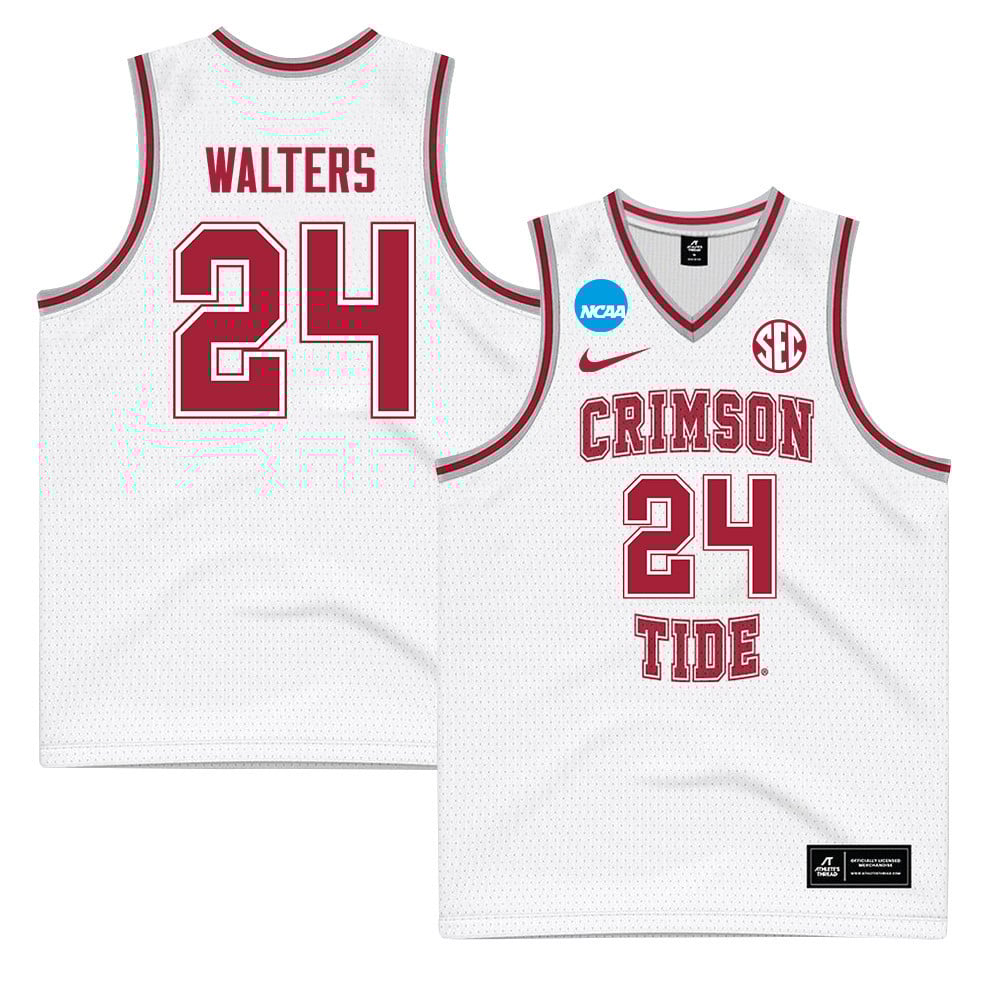 Sam Walters 24 Alabama Crimson Tide 2024 Men's Basketball Jersey - White, Unisex Jersey