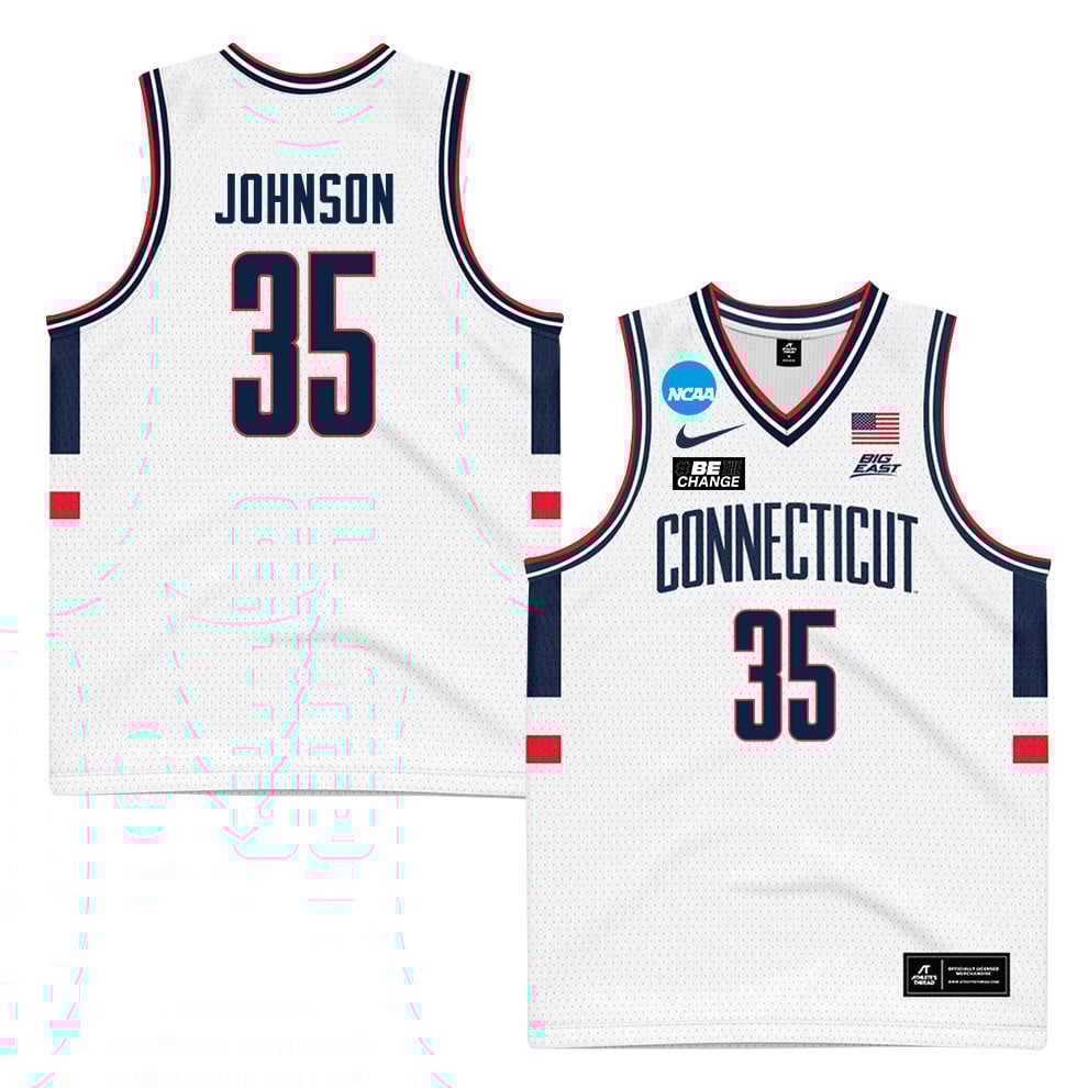 Samson Johnson 35 Uconn Huskies 2024 Men's Basketball Jersey - White, Unisex Jersey